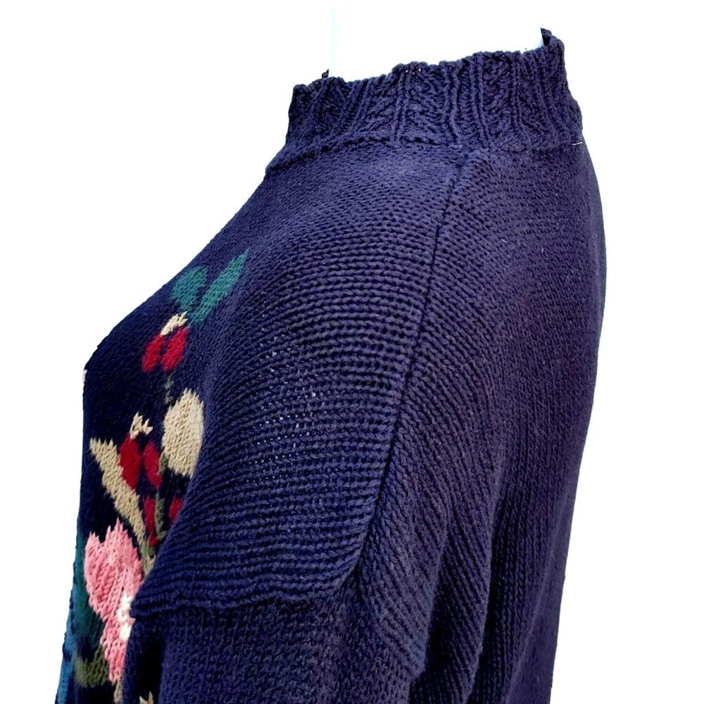 80s Sweater Plus Size Black Knit Parrot Tarazzia Cotton Volup Vintage Hong Kong - Picture 10 of 15